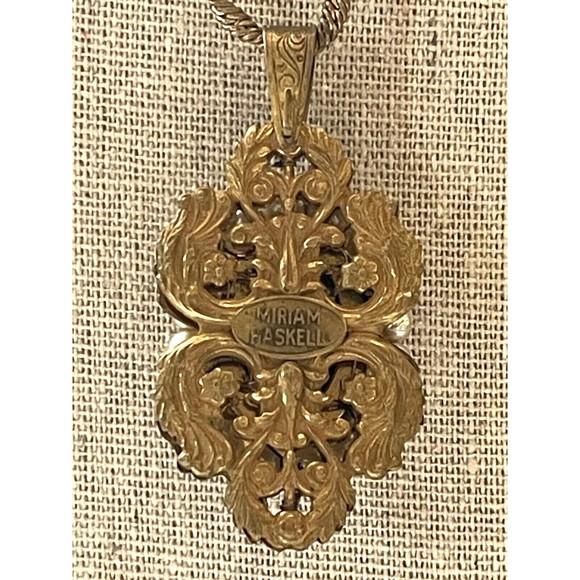 Rare Antique Signed Miriam Haskell Necklace Estate Amethyst Pearl Pendant Chain - Picture 15 of 16